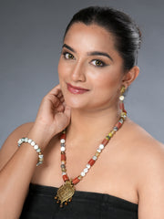 Eykaa Glorious Joy: Agate & Red Jasper Necklace With Earrings Set
