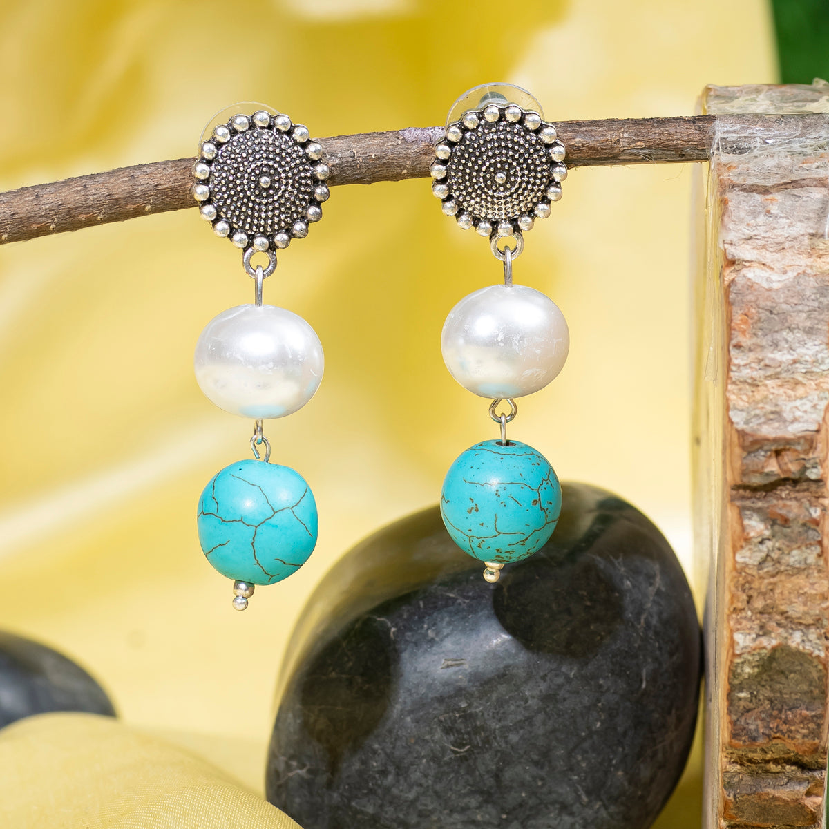 Eykaa Firoza With Korean Pearl Balls Earrings Hanging On The Tree Branch.
Eykaa
stone jewellery
womens jewellery
earing for women
bracelet for women
necklace for women
jewellery stores