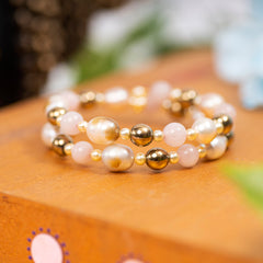 Eykaa Elegance Soul: Hematite, Rose Quartz & Fresh Water Pearl & Shell Pearl Bracelet
