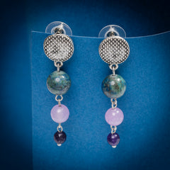 Eykaa Glorious Glow: Purple Faceted Jade and Azurite Necklace With Earrings