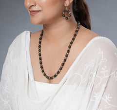 Eykaa Illuminate Flow: Lava and Golden Hematite Necklace With Earrings