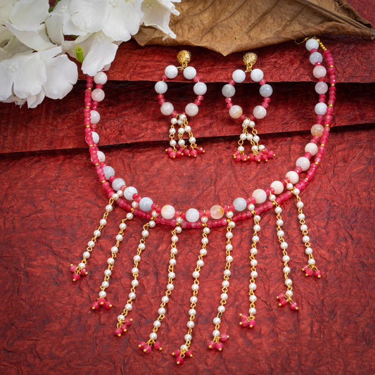 Eykaa Morgonite With Jade And Shell Pearl Necklace With Earrings On A Textured Red Background With White Flowers.
Eykaa
stone jewellery
womens jewellery
earing for women
bracelet for women
necklace for women
jewellery stores
