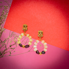 Eykaa Glorious Sun & Moon: Green Jade & Garnet Earrings