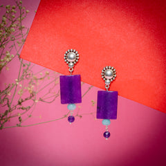 Eykaa Illuminate Melody: Purple Agate and Blue Jade Earrings