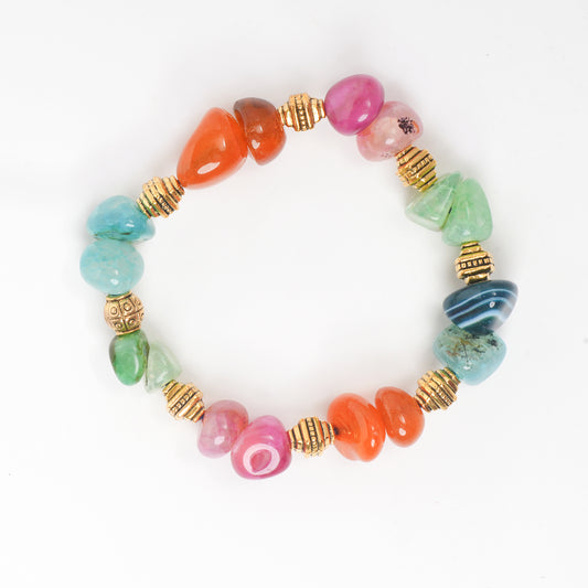 Eykaa Radiant Bliss: Multicolor Indian Agate Bracelet