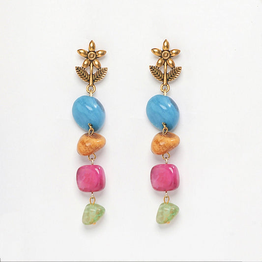 Eykaa Radiant Bliss: Multicolor Indian Agate Earrings