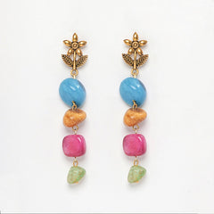 Eykaa Radiant Bliss: Multicolor Indian Agate Earrings