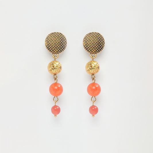 Eykaa Glorious Bloom: Orange Jade and Golden Lava Earrings
