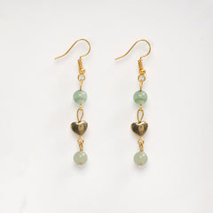 EYKAA GREEN AVENTURINE, GOLDEN HEMATITE AND SHELL PEARL EARRINGS