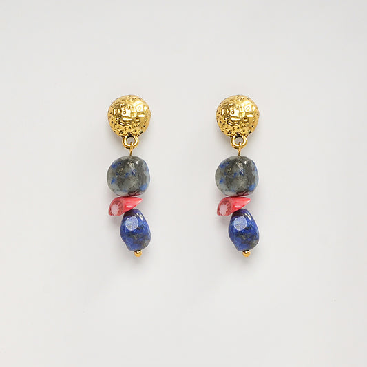 Eykaa Heavenly Spark: Lapis Lazuli & Coral Earrings