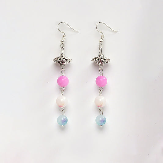 Eykaa Glorious Blossom: Pink & Multicolor Jade Earrings