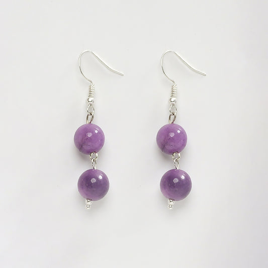 Eykaa Glorious Delight: Purple Jade & Silver Earrings