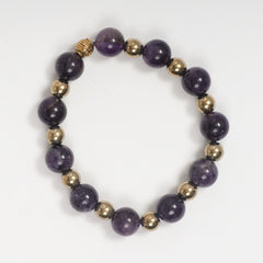 Eykaa Illuminate Spirit: Amethyst & Golden Hematite Unisex Bracelet