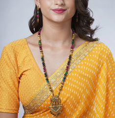 Eykaa Glorious Elixir: Rainbow Tiger Eye & Hematite Necklace With Earrings