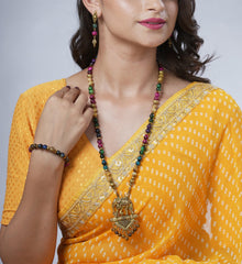 Eykaa Glorious Elixir: Rainbow Tiger Eye & Hematite Necklace With Earrings