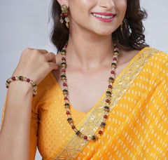 Eykaa Illuminate Glow : Clear Quartz, Red Onyx & Lava Set Necklace with Earrings