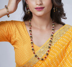 EYKAA CLEAR QUARTZ AND RED ONYX EARRINGS