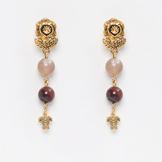 Eykaa MOONSTONE, RED TIGER EYE EARRINGS