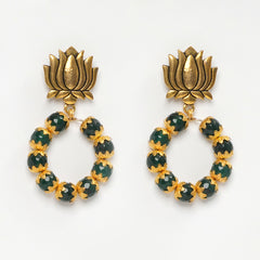 Eykaa Glorious Power: Green Jade & Golden Lava Earrings