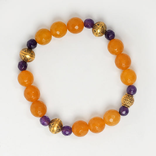 Eykaa Glorious Sunshine: Yellow & Purple Jade Bracelet