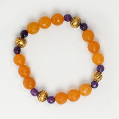 Eykaa Glorious Sunshine: Yellow & Purple Jade Bracelet