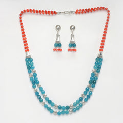 Eykaa Glorious Velvet: Faceted Blue & Orange Jade Set