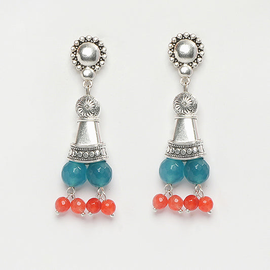 Eykaa Glorious Velvet: Faceted Blue & Orange Jade Earrings