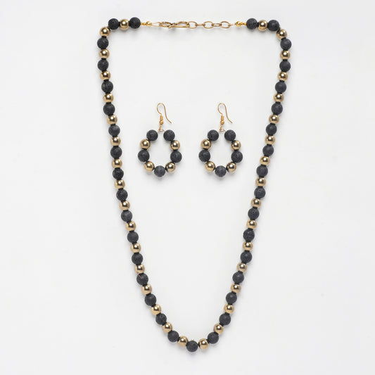 Eykaa Illuminate Flow: Lava and Golden Hematite Necklace With Earrings