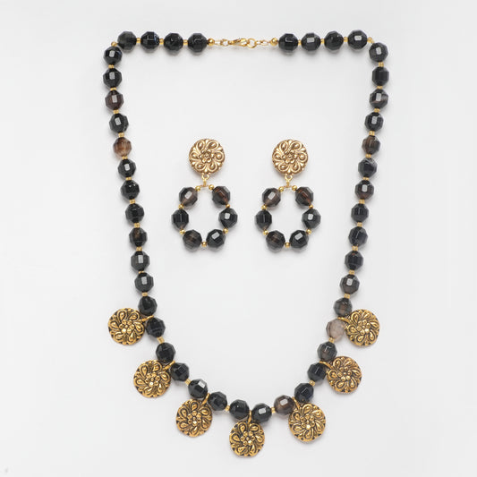 Eykaa Glorious Mystery: Smoky Quartz Necklace With Earrings