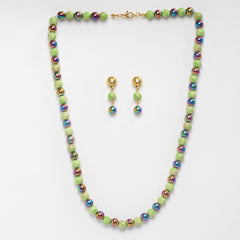 RAINBOW HEMATITE, JASPER. NECKLACES WITH EARRINGS.