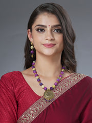 Eykaa Glorious Allure: Serpentine and Purple Jade Necklace With Earrings