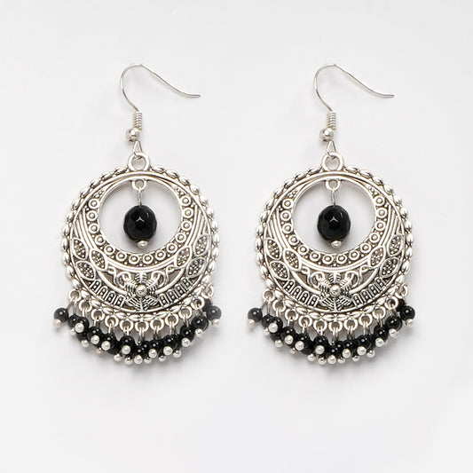 Eykaa Glorious Elite: Black Onyx, White & Red Jade Earrings