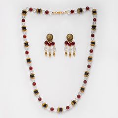 Eykaa Illuminate Glow : Clear Quartz, Red Onyx & Lava Set Necklace with Earrings