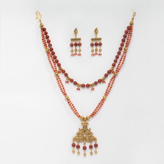 Eykaa Glorious Bloom: Eykaa’s Red Jasper and Red Jade Necklace With Earrings