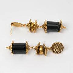 EYKAA GOLDEN CHAIN WITH BLACK ON X TUBE EARRINGS