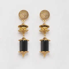 EYKAA GOLDEN CHAIN WITH BLACK ON X TUBE EARRINGS