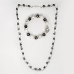 Eykaa Illuminate Ocean: Hematite & White Howlite Unisex Mala Bracelet