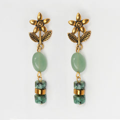 Eykaa Illuminate Symphony: Green Aventurine, Dalmatian & Golden Hematite Earrings