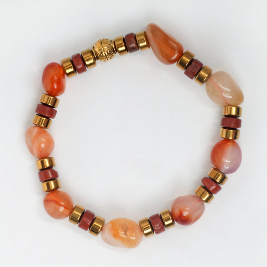 Eykaa Illuminate Fire: Carnelian, Golden Hematite & Red Jasper Bracelet