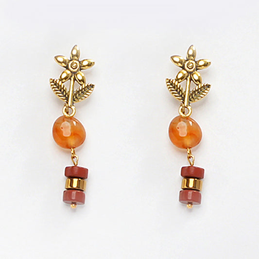Eykaa Illuminate Fire: Carnelian, Golden Hematite & Red Jasper Earrings
