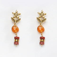 Eykaa Illuminate Fire: Carnelian, Golden Hematite & Red Jasper Necklace With Earrings