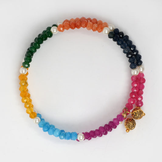 Eykaa Glorious Treasure: Jade and Shell Pearl Layered Bracelet