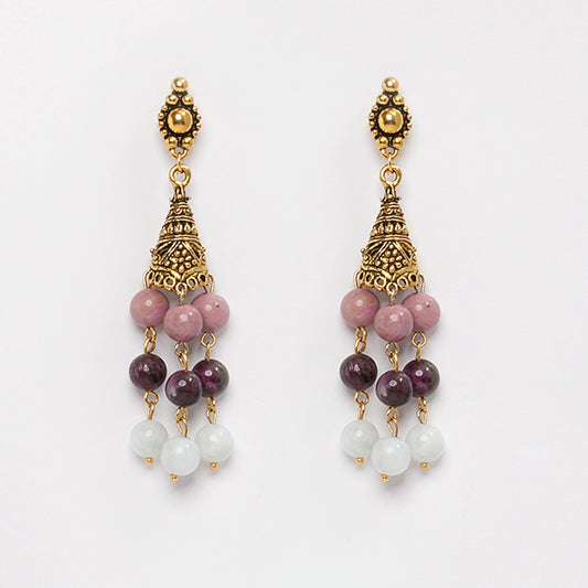 Eykaa Glorious Moonlight: Morgonite, Pink Tourmaline & Pink Rhodonite Earrings