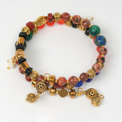 Eykaa Glorious Golden Glory : Dalmatian, Hematite, Black Onyx, Azurite, and Jade Bracelet