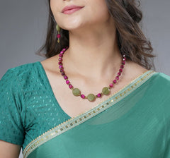 Eykaa Illuminate Feminine: Pink Tiger Eye & Agate Necklace with Earrings Set