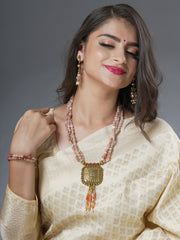 Eykaa Glorious Gem: Peach Moonstone, Carnelian & Dalmatian Earrings