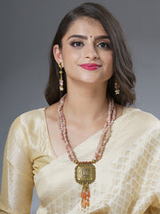 Eykaa Glorious Gem: Peach Moonstone, Carnelian & Dalmatian Earrings