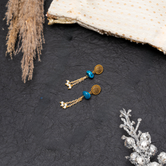 Eykaa Elegance : Blue Agate & Freshwater Pearl Earrings