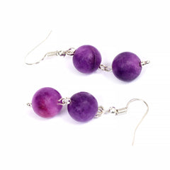 EYKAA PURPLE JADE AND SILVER PENDENT NECKLACE WITH EARRINGS