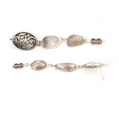 EYKAA SMOKEY QUARTZ TUMBLE LAYERED EARRINGS